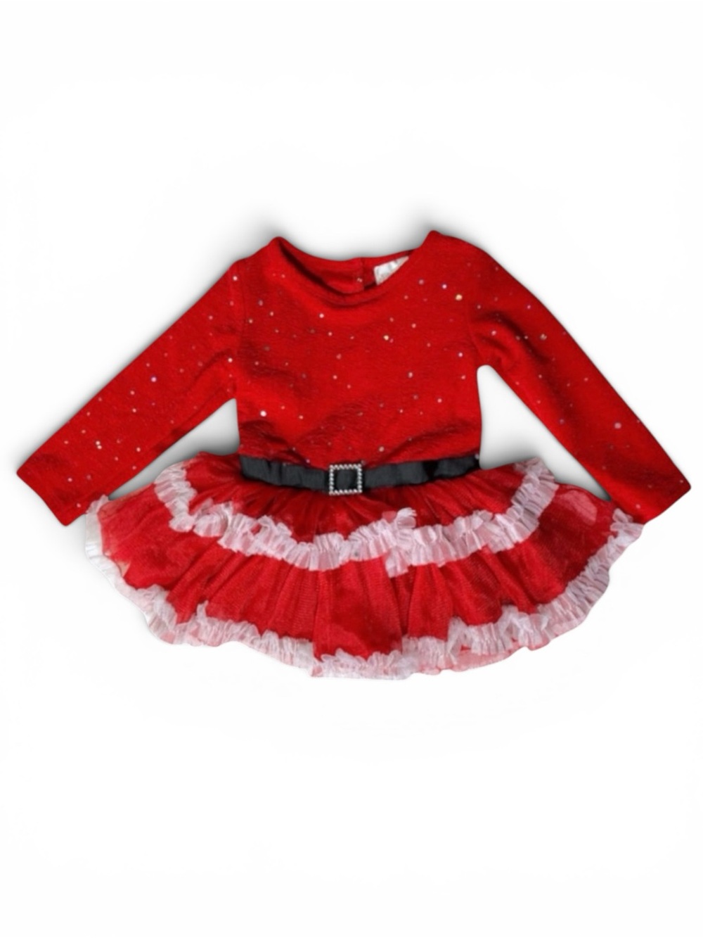 Sweet Heart Rose Red Christmas Tunic Top with Santa Belt Toddler Girls Size 2